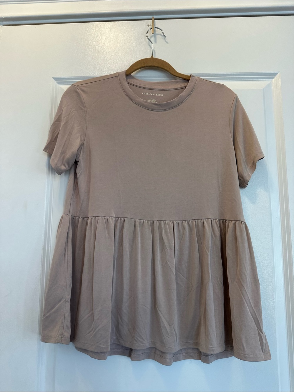 American Eagle Outfitters Dusty Mauve Peplum Tee